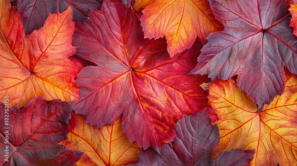A detailed image of red, orange, and yellow maple leaves in autumn, scattered on the ground A detailed image of red, orange, and yellow maple leaves in autumn, scattered on the ground