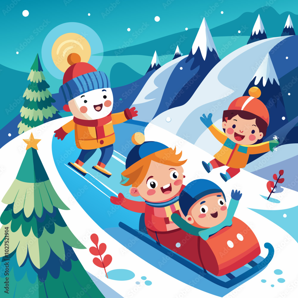 Fototapeta premium children playing in the snow