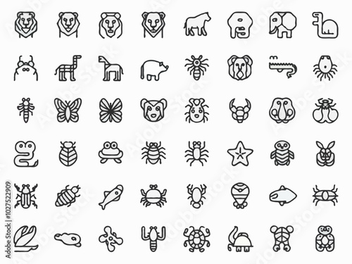 Outline icons about animals 
