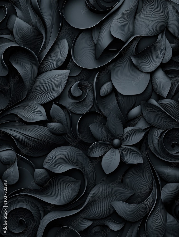Elegant black and grey abstract leaf patterns Elegant black and grey abstract leaf patterns