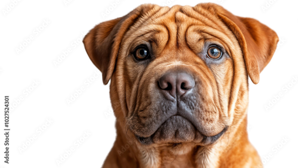 Close-up of a Shar Pei dog isolated on transparent background Close-up of a Shar Pei dog isolated on transparent background