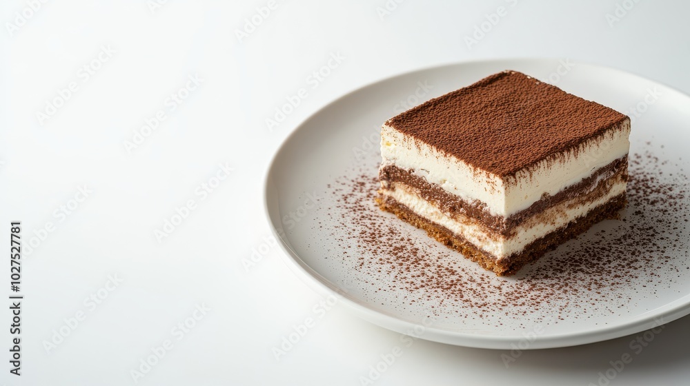 Classic Tiramisu Slice on Plate Classic Tiramisu Slice on Plate