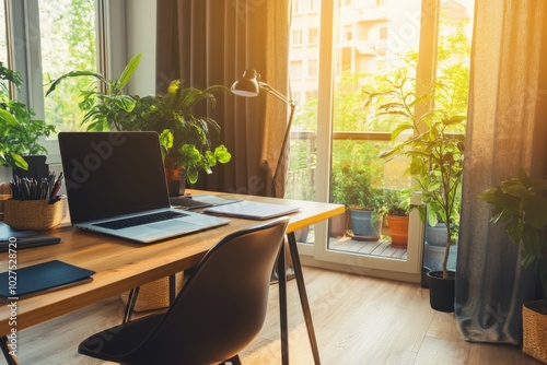 Minimalist workspace with a sleek desk and modern office chair