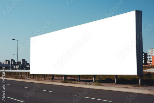 Blank billboard mock up in city. stock photo