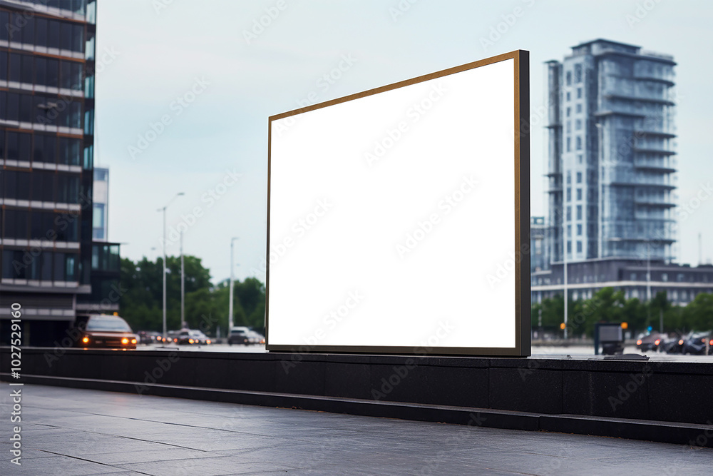 Blank billboard mock up in city. stock photo Blank billboard mock up in city. stock photo