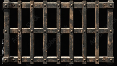 3D rendering metal grille rectangular shape has Prison bars isolated