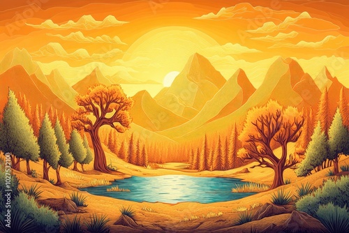 Barren trees in a forest surrounding a lake with diminished water levels, Dry trees in a forest near a lake with low water levels