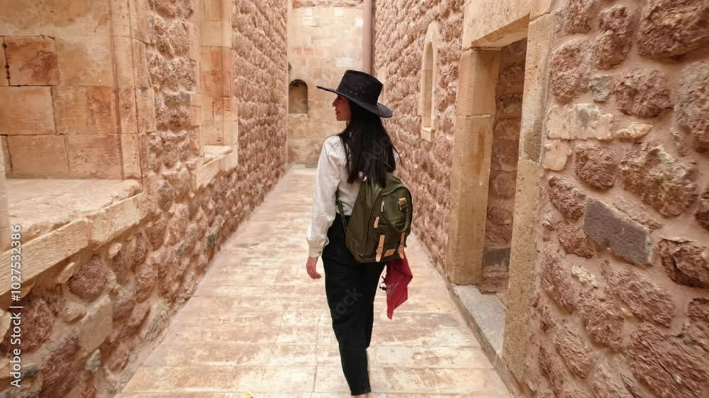 Woman Walking In Old Places,Photographer tourist visits Ishak Pasha Palace in Ağrı, admiring its stunning architecture. Woman Walking In Old Places,Photographer tourist visits Ishak Pasha Palace in Ağrı, admiring its stunning architecture.