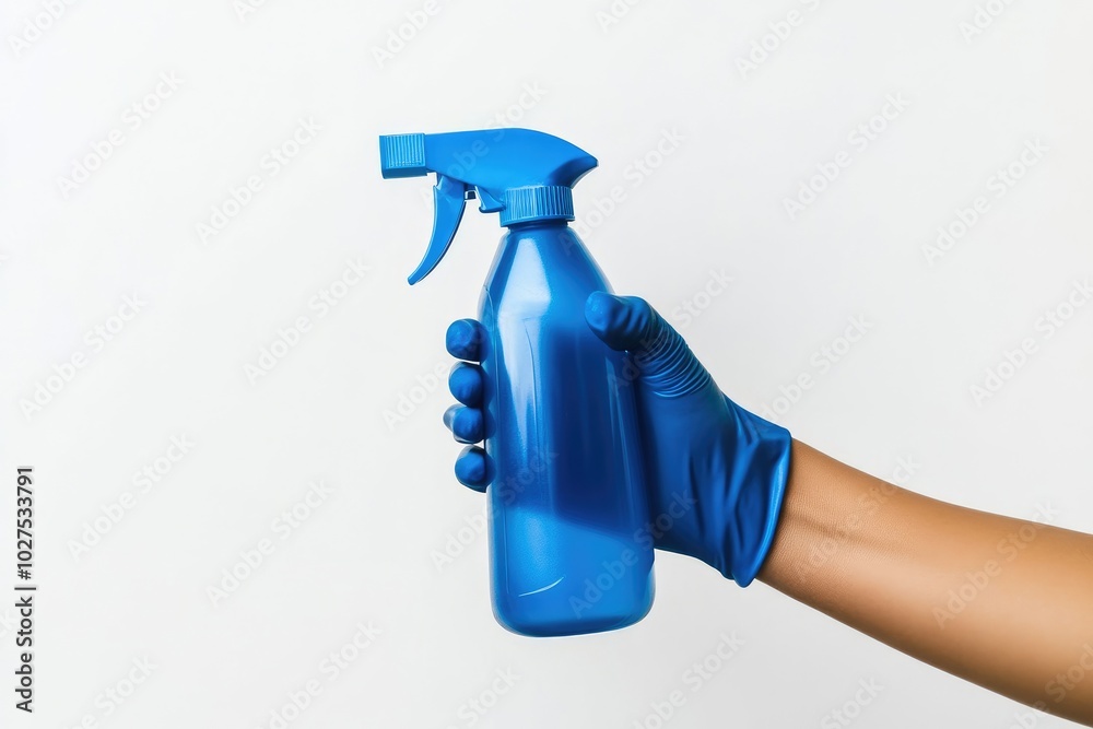 Protective Hand with Spray Bottle Ready for Cleaning Protective Hand with Spray Bottle Ready for Cleaning