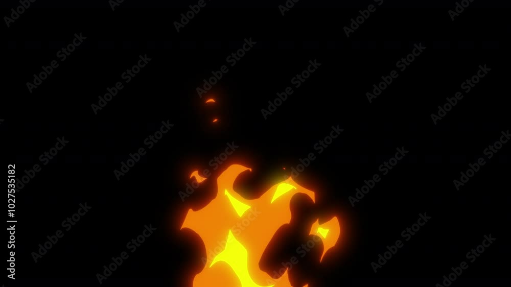 Cartoon fire with alpha channel, fire cartoon graphics, anime element of fire