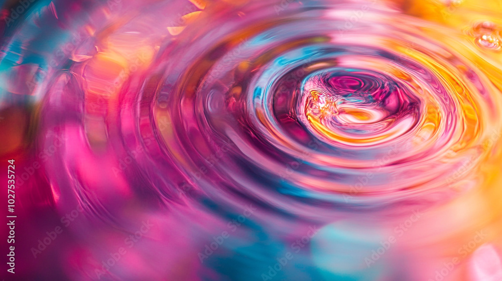 Colorful water ripple reflections creating vibrant patterns in a shallow basin Colorful water ripple reflections creating vibrant patterns in a shallow basin