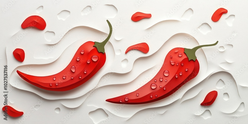 Two fresh red peppers with water droplets isolated on a white background, Fresh red peppers with water droplets on a white background Two fresh red peppers with water droplets isolated on a white background, Fresh red peppers with water droplets on a white background