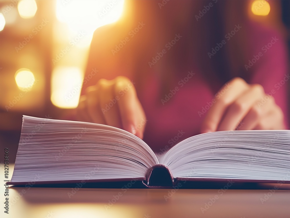 A close-up of an open book with a blurred background, evoking a sense of knowledge and relaxation. A close-up of an open book with a blurred background, evoking a sense of knowledge and relaxation.