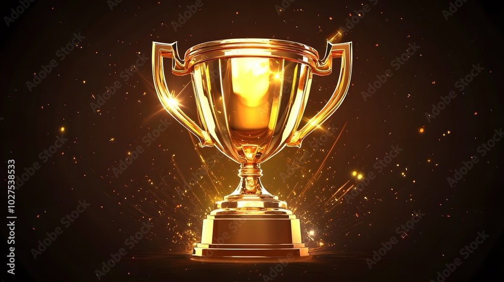 Golden Trophy With Sparks. Golden Trophy With Sparks.