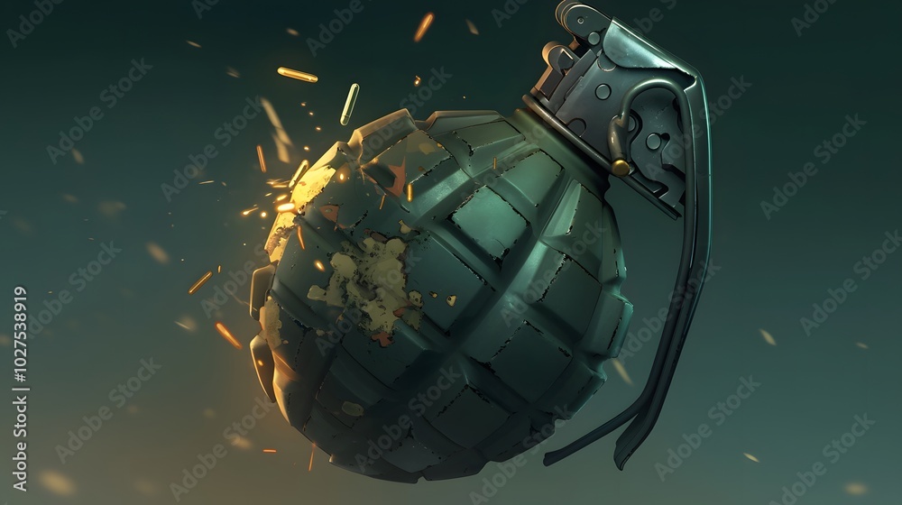Grenade with sparks. Grenade with sparks.