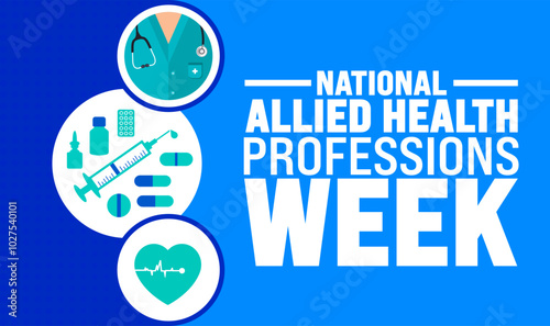 National Allied Health Professions Week background or banner design template is observed every year in November. Holiday concept. Template for card, poster, placard, template.