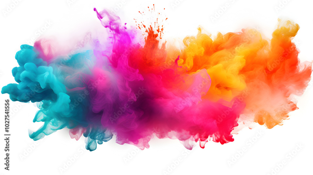Exploding Rainbow Color Powder Isolated on White | Abstract Color Burst Exploding Rainbow Color Powder Isolated on White | Abstract Color Burst
