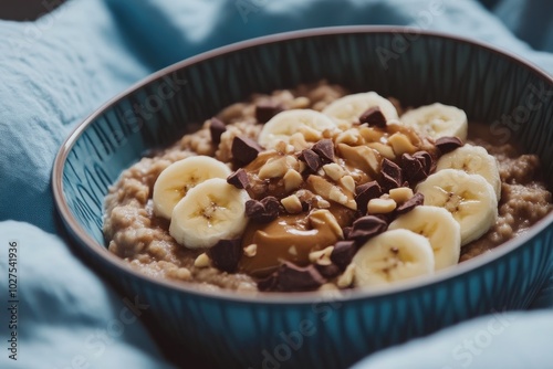 Healthy Breakfast Idea with Oatmeal and Fruit