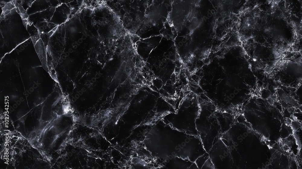 Close-up of a black marble texture with intricate white veining patterns throughout Close-up of a black marble texture with intricate white veining patterns throughout