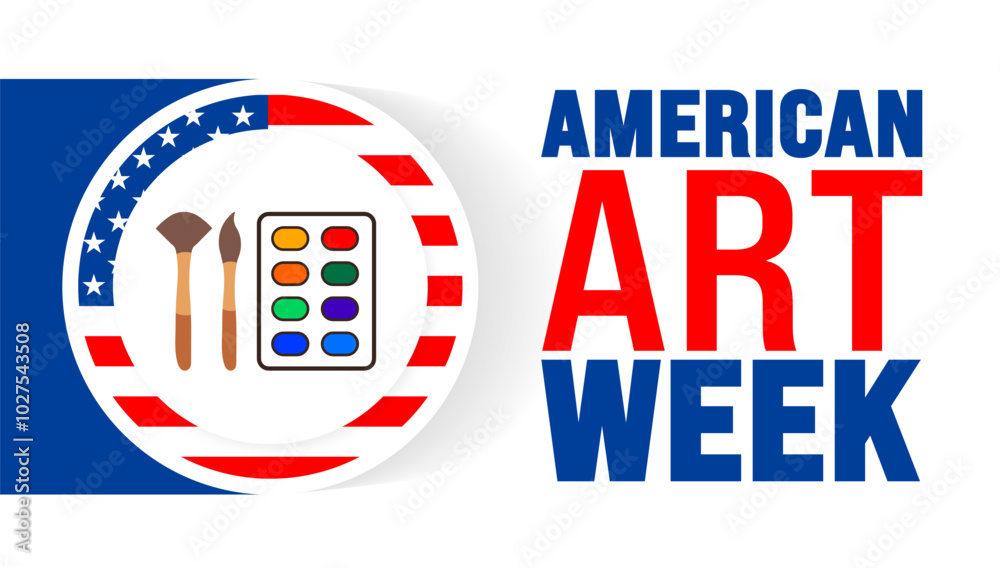 Fototapeta premium American Art Week background or banner design template is observed every year in November. Holiday concept. Template for card, poster, placard, template.