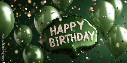 Close-Up of Birthday Balloons and Confetti Celebration