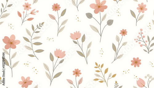 seamless floral with leaves - color palette background 3
