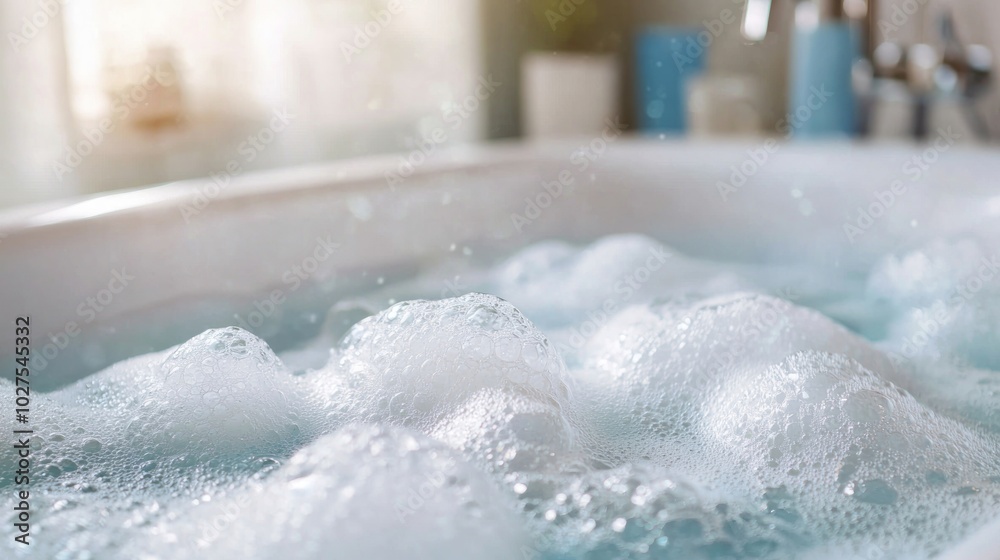 Fototapeta premium a bubble bath filled with frothy bubbles, representing relaxation and self-care