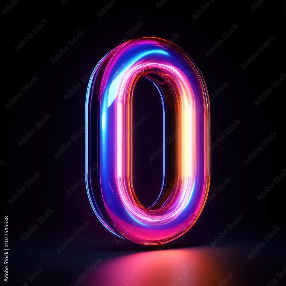 3D number 0 with neon texture realistic modern design, soft lighting, black background 3D number 0 with neon texture realistic modern design, soft lighting, black background