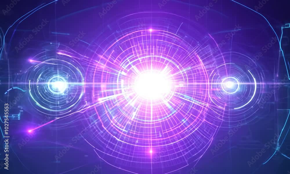 Abstract technology background featuring glowing circles and radar patterns in a blue and black design with a digital, fractal feel Abstract technology background featuring glowing circles and radar patterns in a blue and black design with a digital, fractal feel