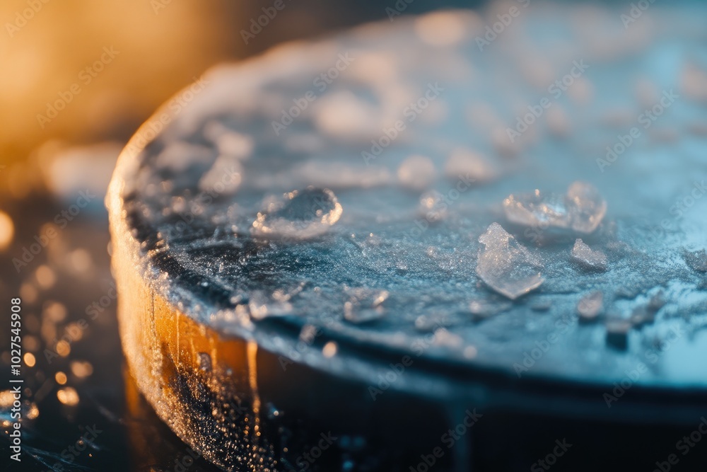Frozen Ice Surface with Fast Hockey Puck Frozen Ice Surface with Fast Hockey Puck