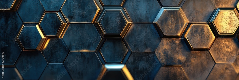 Futuristic Metallic Hexagon Tile Wall Pattern Futuristic Metallic Hexagon Tile Wall Pattern
