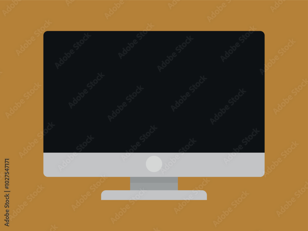 Flat icon of gray monitor. Vector on a gray backgroundor ork Flat icon of gray monitor. Vector on a gray backgroundor ork