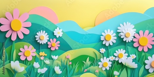 Flower landscape in a vibrant natural setting, Vibrant floral landscape in natural surroundings