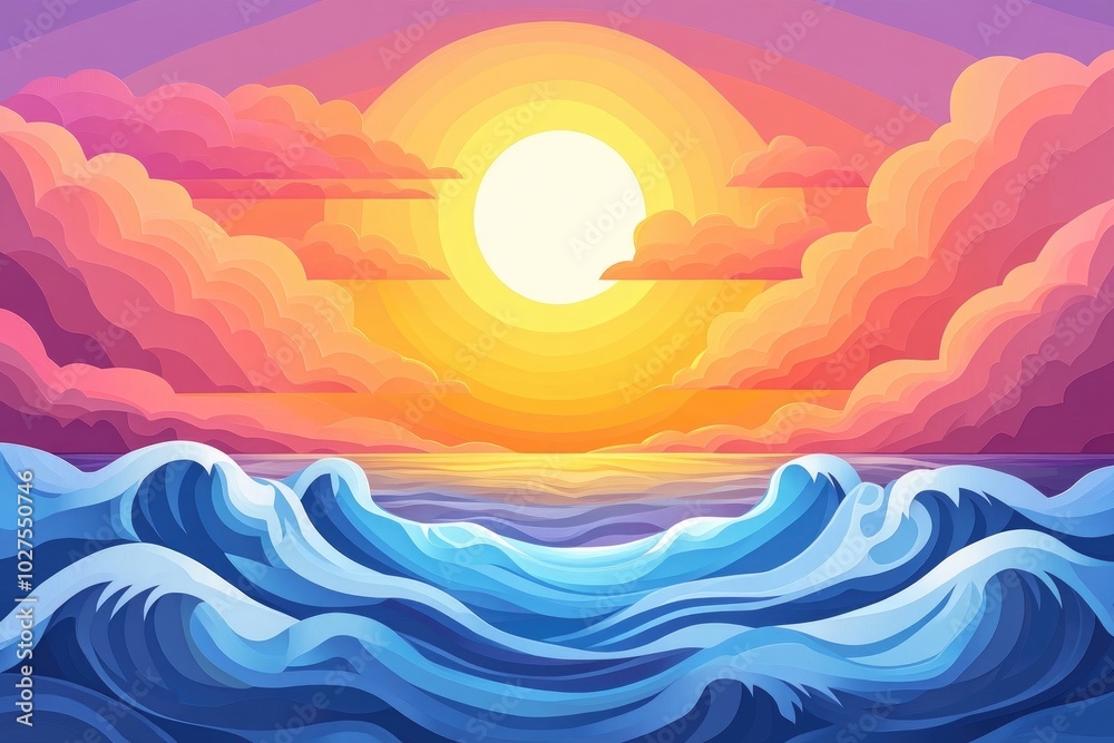 Scenic sunset view with vibrant colors and clouds in the background, Vibrant sunset landscape with colorful sky and clouds Scenic sunset view with vibrant colors and clouds in the background, Vibrant sunset landscape with colorful sky and clouds