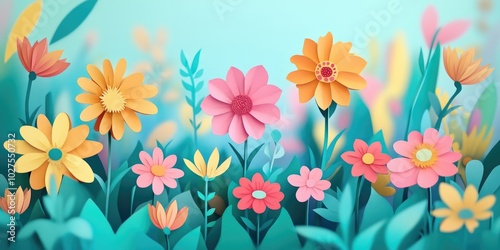 Colorful blooms set against a softly blurred backdrop, Vibrant flowers with a soft focus background