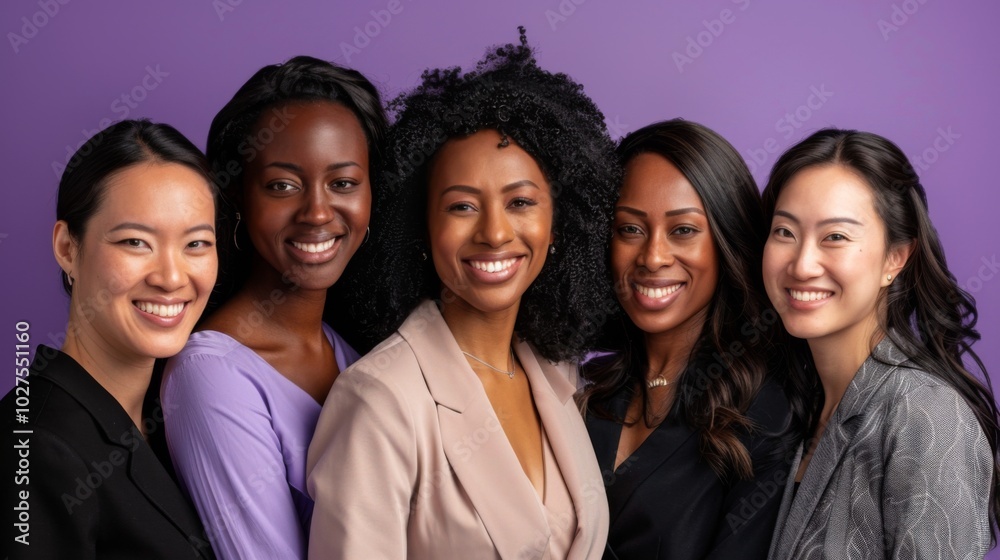 A group of women are smiling for the camera. They are all wearing pink clothing. Scene is happy and friendly A group of women are smiling for the camera. They are all wearing pink clothing. Scene is happy and friendly