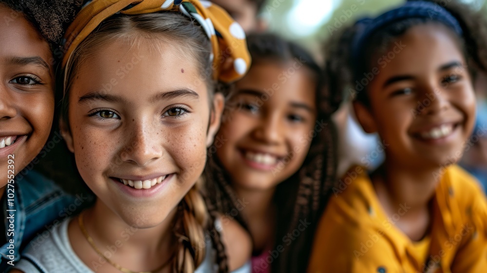 Diverse group of children with happy emotions. Neural network ai generated art Diverse group of children with happy emotions. Neural network ai generated art