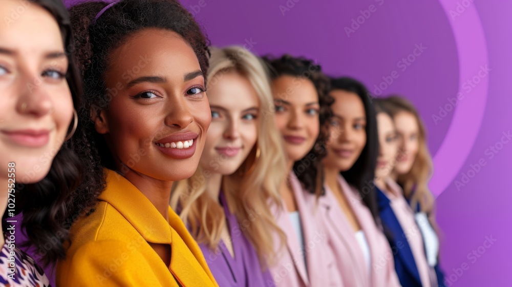 A group of women are smiling for the camera. They are all wearing pink clothing. Scene is happy and friendly A group of women are smiling for the camera. They are all wearing pink clothing. Scene is happy and friendly