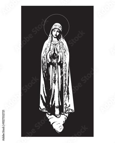 Our Lady of Fatima Illustration Catholic Religious Virgin Mary vector