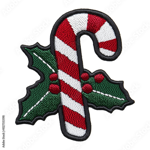Christmas decoration Design Embroidered Patch isolated on transparent background