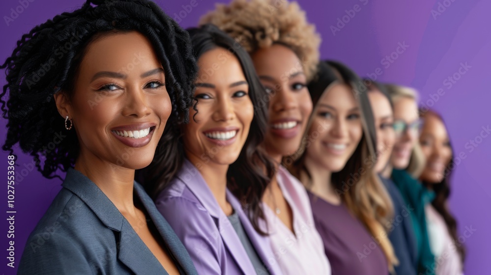 A group of women are smiling for the camera. They are all wearing pink clothing. Scene is happy and friendly A group of women are smiling for the camera. They are all wearing pink clothing. Scene is happy and friendly