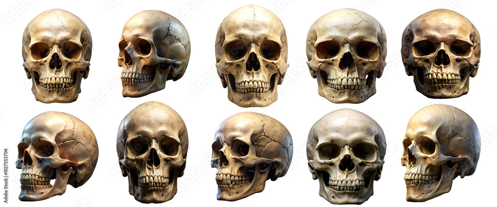 Human skulls Set On Transparent Background