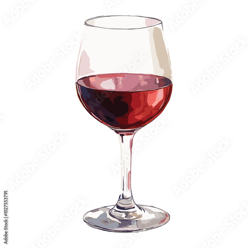 red wine in watercolor illustration style, isolated vector on white background