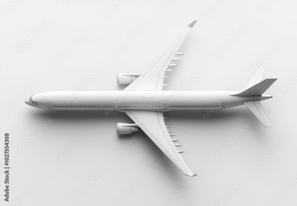 White toy airplane on a white background.