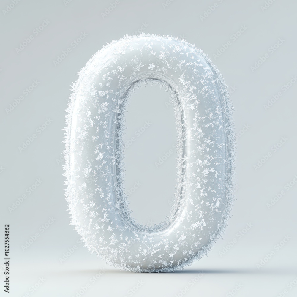 3D number 0 with frost texture realistic modern design, soft lighting, white background - 3D number 0 with frost texture realistic modern design, soft lighting, white background -