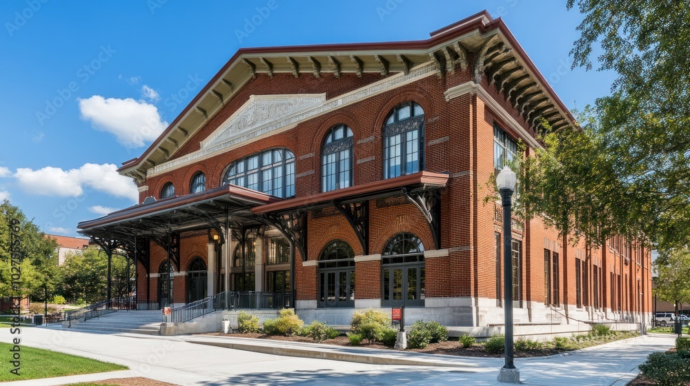 A regional architectural style represented in a prominent public building, showcasing the area's cultural roots. A regional architectural style represented in a prominent public building, showcasing the area's cultural roots.