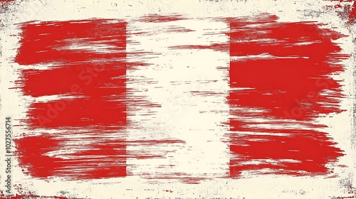 Grunge Peruvian flag with red and white stripes and distressed texture.