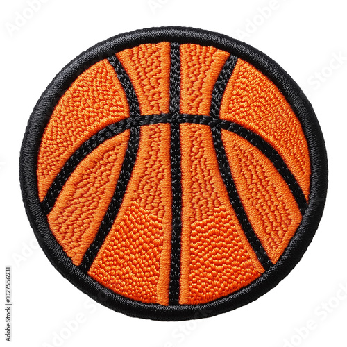Basketball Design Embroidered Patch isolated on transparent background