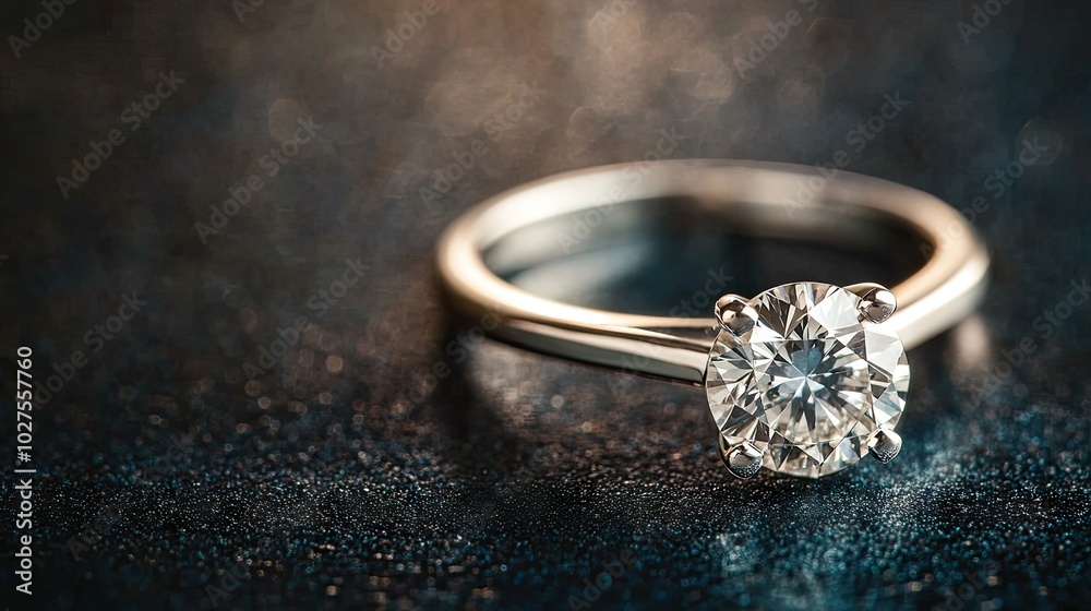 Sparkling Diamond Ring on Dark Background Sparkling Diamond Ring on Dark Background
