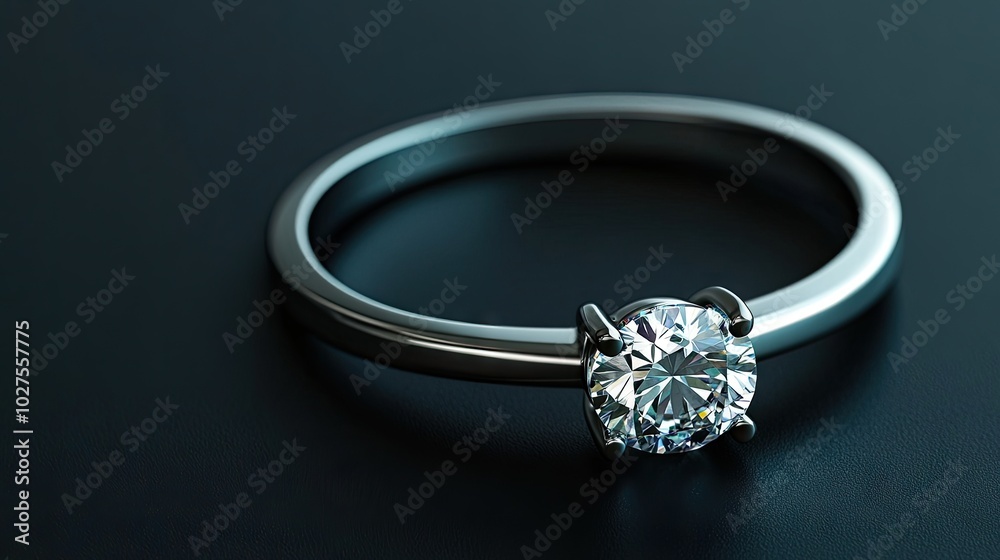 Elegant Diamond Ring on Dark Surface Elegant Diamond Ring on Dark Surface